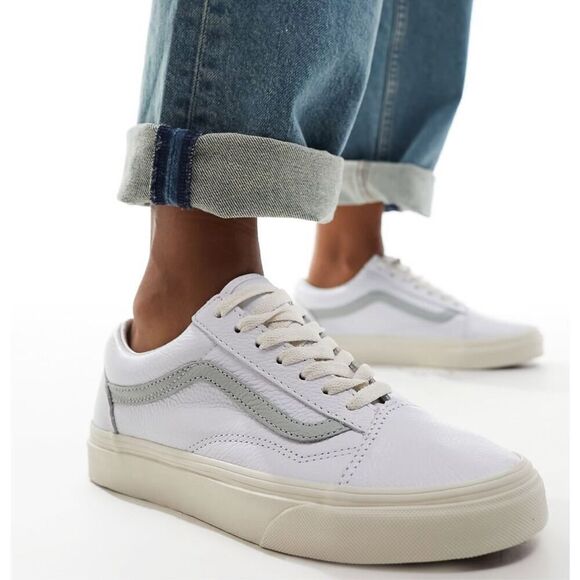 Vans Old Skool sneakers in vintage white with gray pop Size 7.5 Men 9 Women Unis - Picture 9 of 9